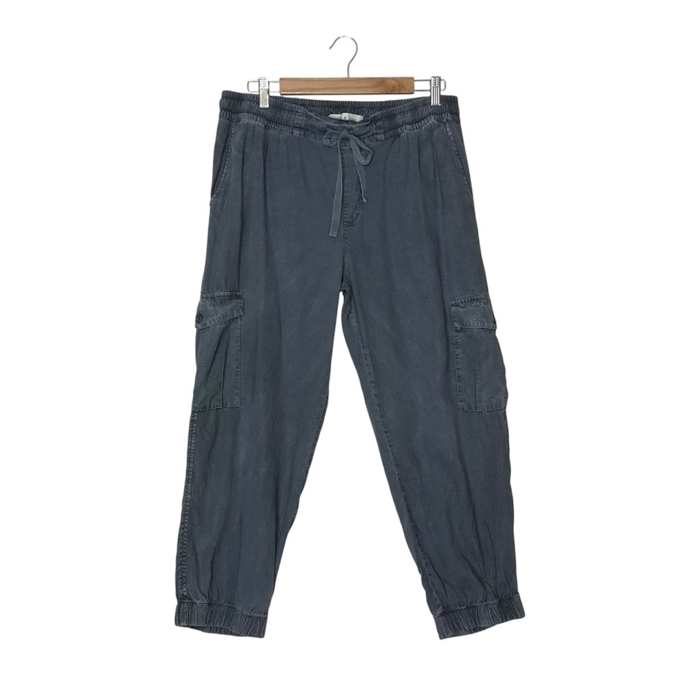 CLOTH & STONE sz Large Cargo Joggers Relaxed Fit Elastic Cuffs Pockets Gray